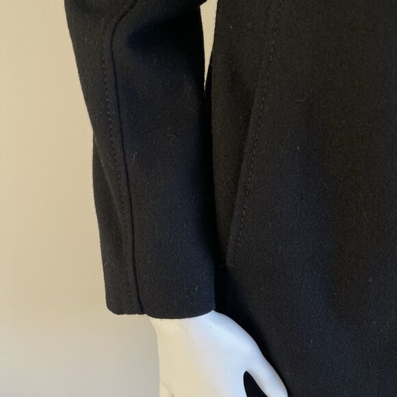 Kenneth Cole Reaction Wool Blend Black Long Pea Coat Women's 2 Preppy Old Money - Picture 6 of 16